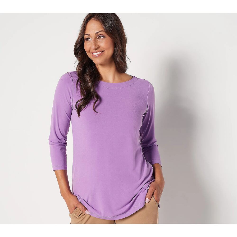 NWOT Susan Graver Modern Essentials Regular Liquid Purple Knit Tunic size Small